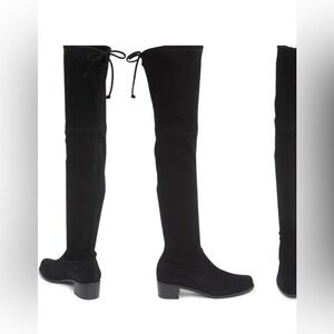 Stuart Weitzman Elevated Black Suede Over The Knee Boots